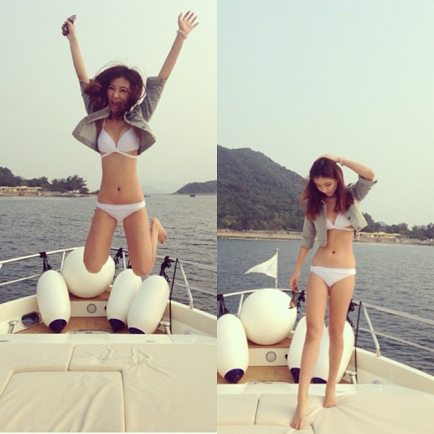 Miyomm White Bikini and Yacht