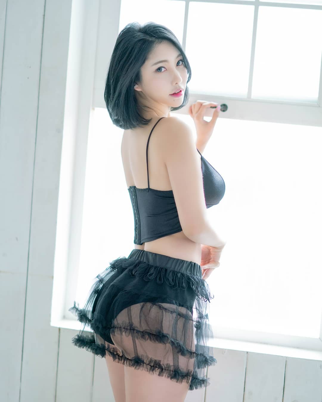 Cherry Chayomi in Black Babydoll Nightgown
