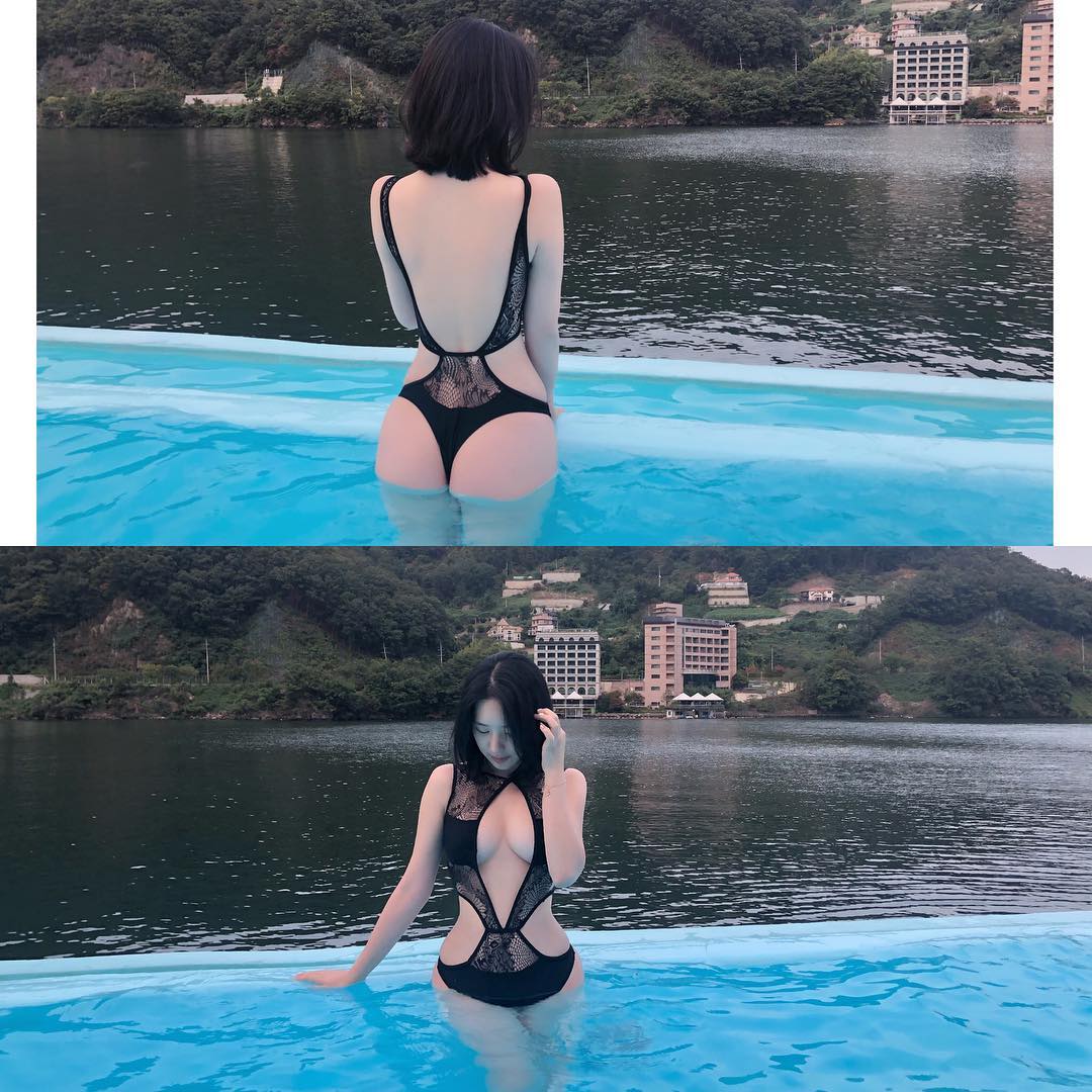 Sexy Korean Girl 김빛나라 Bitnara in a Sexy Black Bikini Breasts Tits Ass Thighs Legs