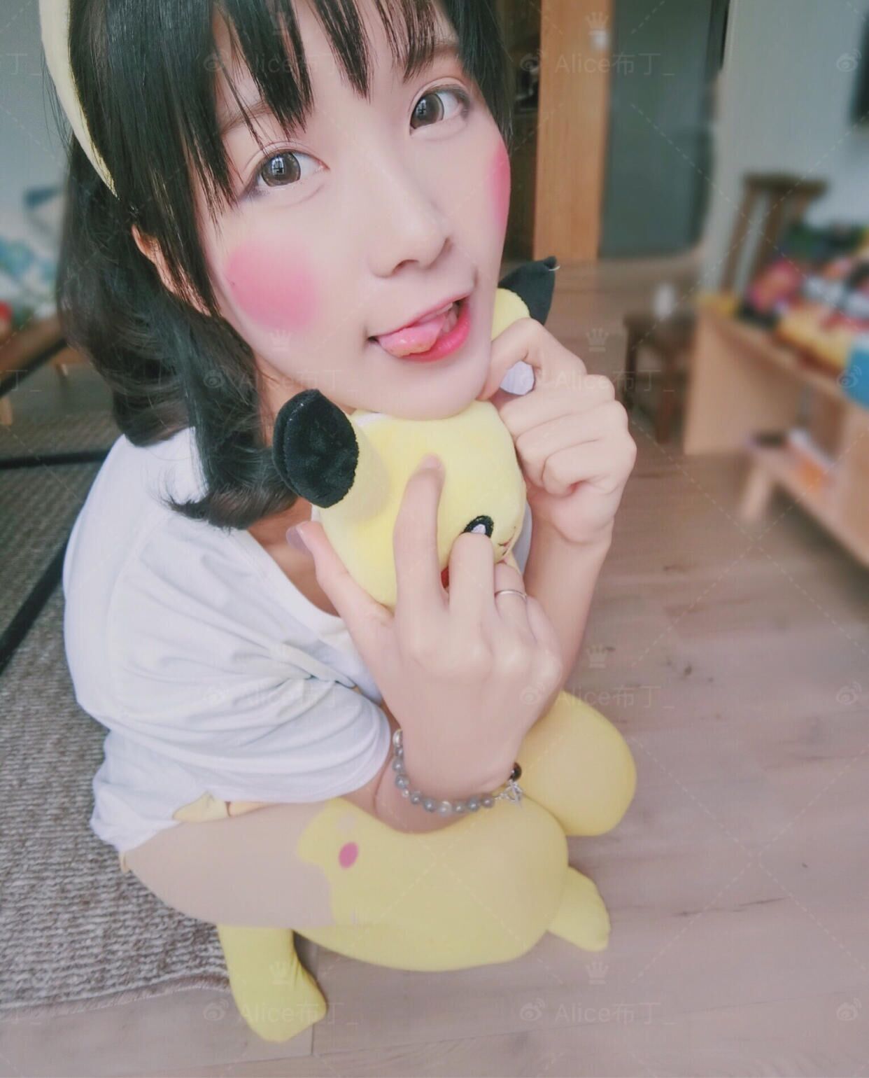 Cute Half Naked Chinese Pikachu Girl Slender Petite Breasts Hot Sexy Girl