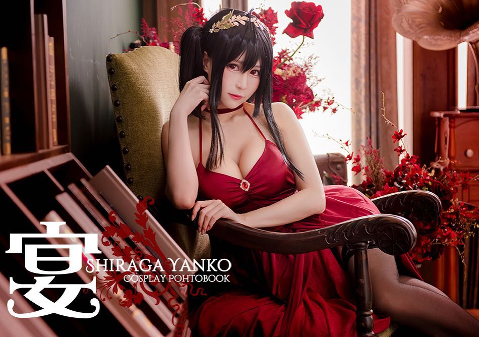 Sexy Shiraga Yanko in a Red Dress with Big Tits