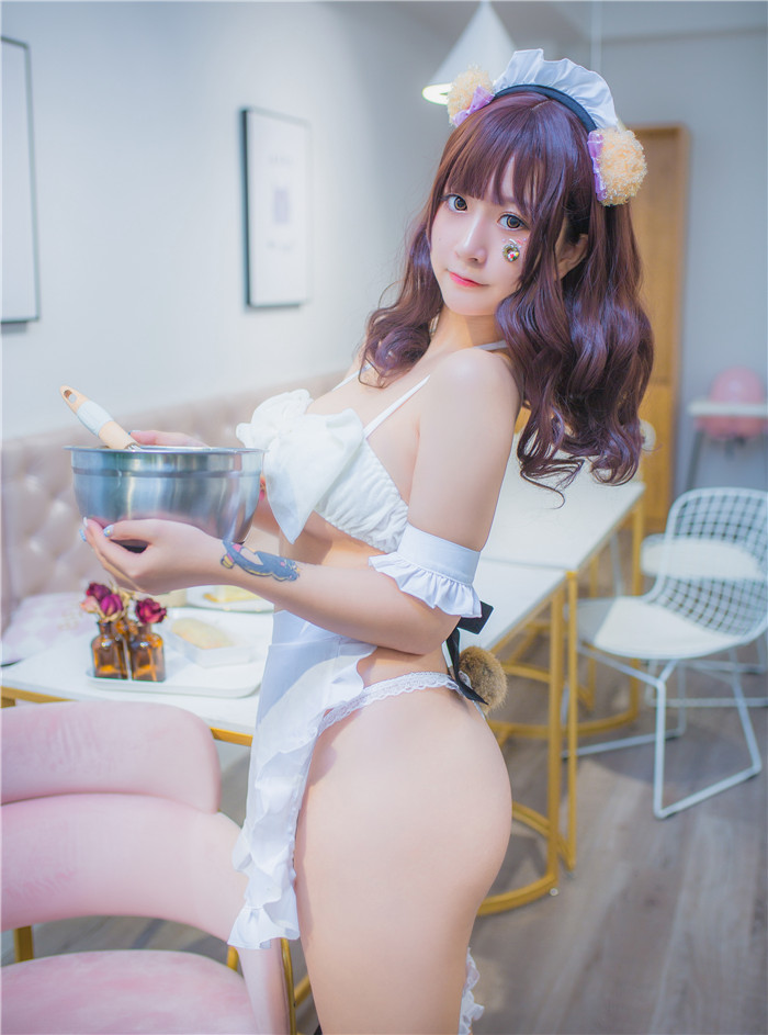 cute chinese porn actress with big tits sexy maid cosplay lingerie panties bra