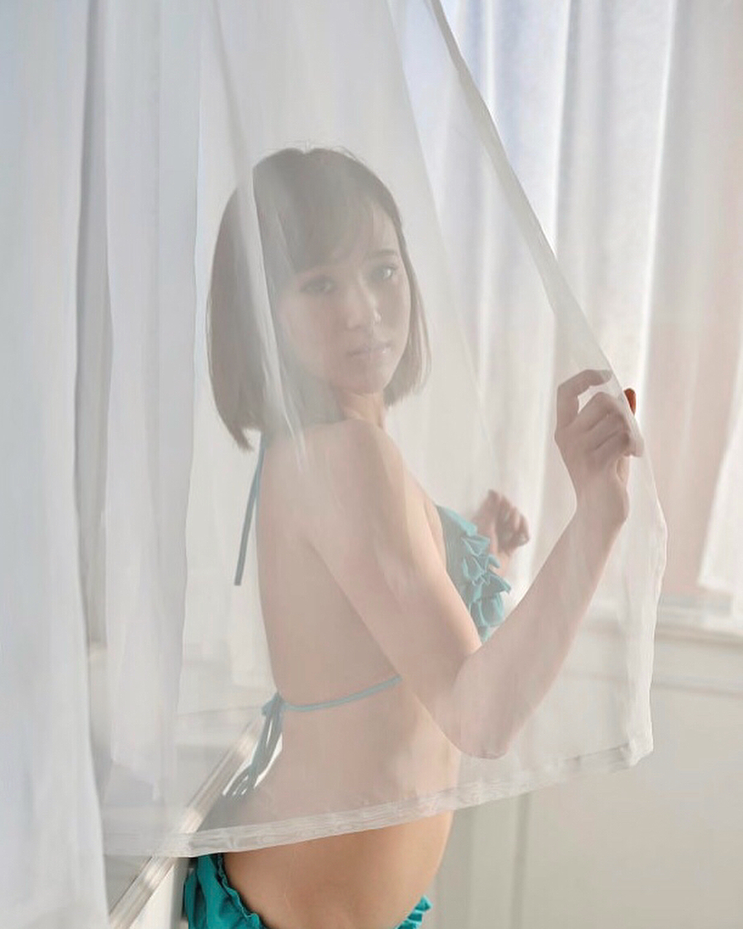 manakanishihara 西原愛夏 sexy japanese girl next door green bikini breasts tits ass