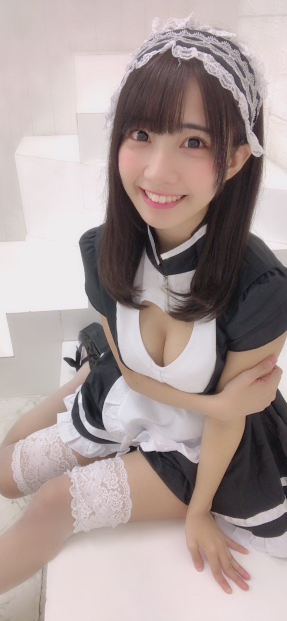 amau kisumi cute japanese idol petite maid girl breasts tits